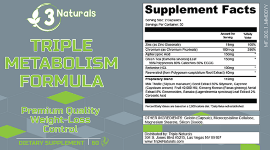 Triple Metabolism Formula Supplement Facts