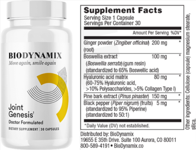 Joint Genesis by BioDynamix Supplement Facts