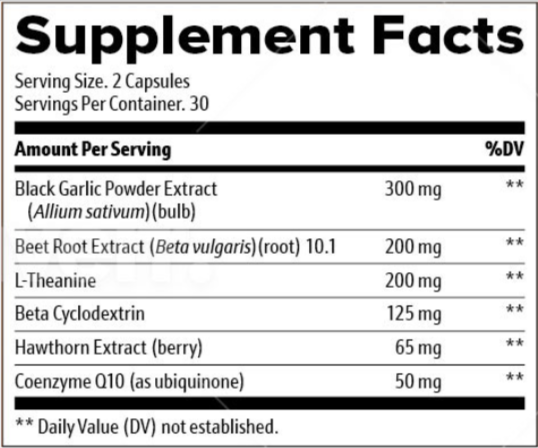 BP120 Premium supplement facts